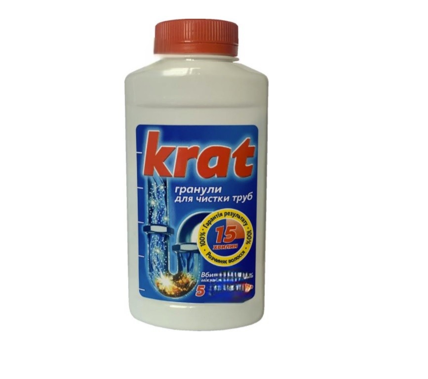 Засіб для прочистки труб KRAT, 250 г, гранули